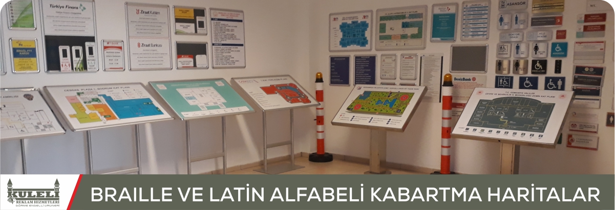 braille ve latin alfabeli kabartma haritalar