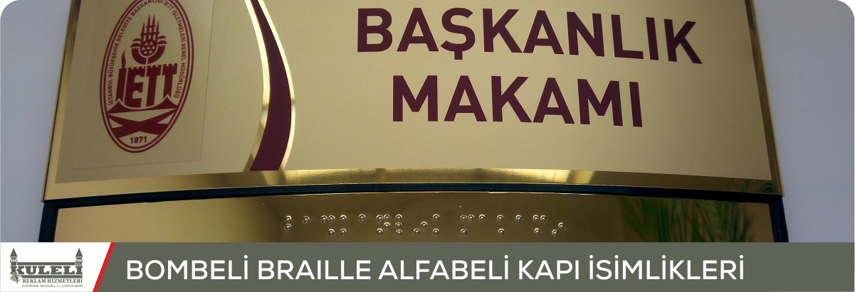 braille ve latin alfabeli kabartma kapi isimlikleri